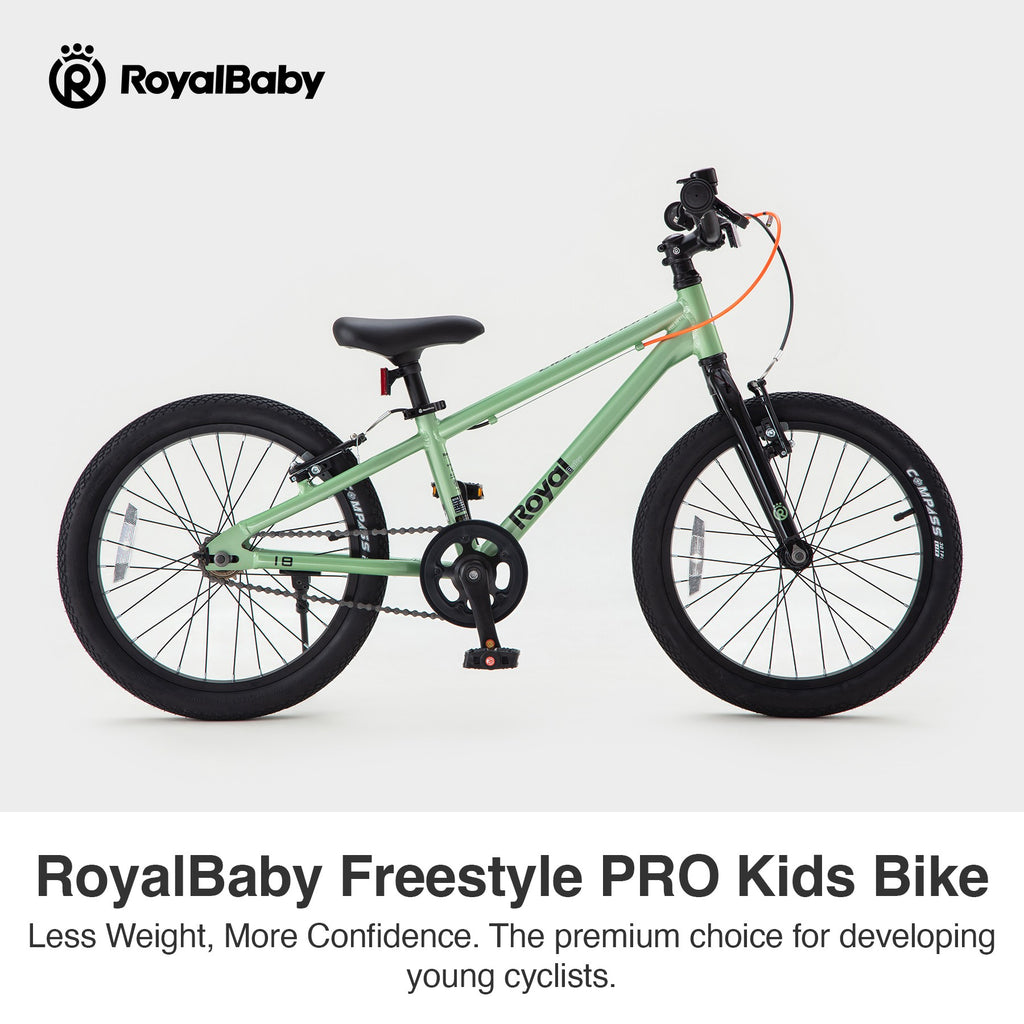 RoyalBaby+ Vélo pour enfants+ Aluminium Freestyle PRO+ 18 pouces Vert, Poids net 6,9 kg