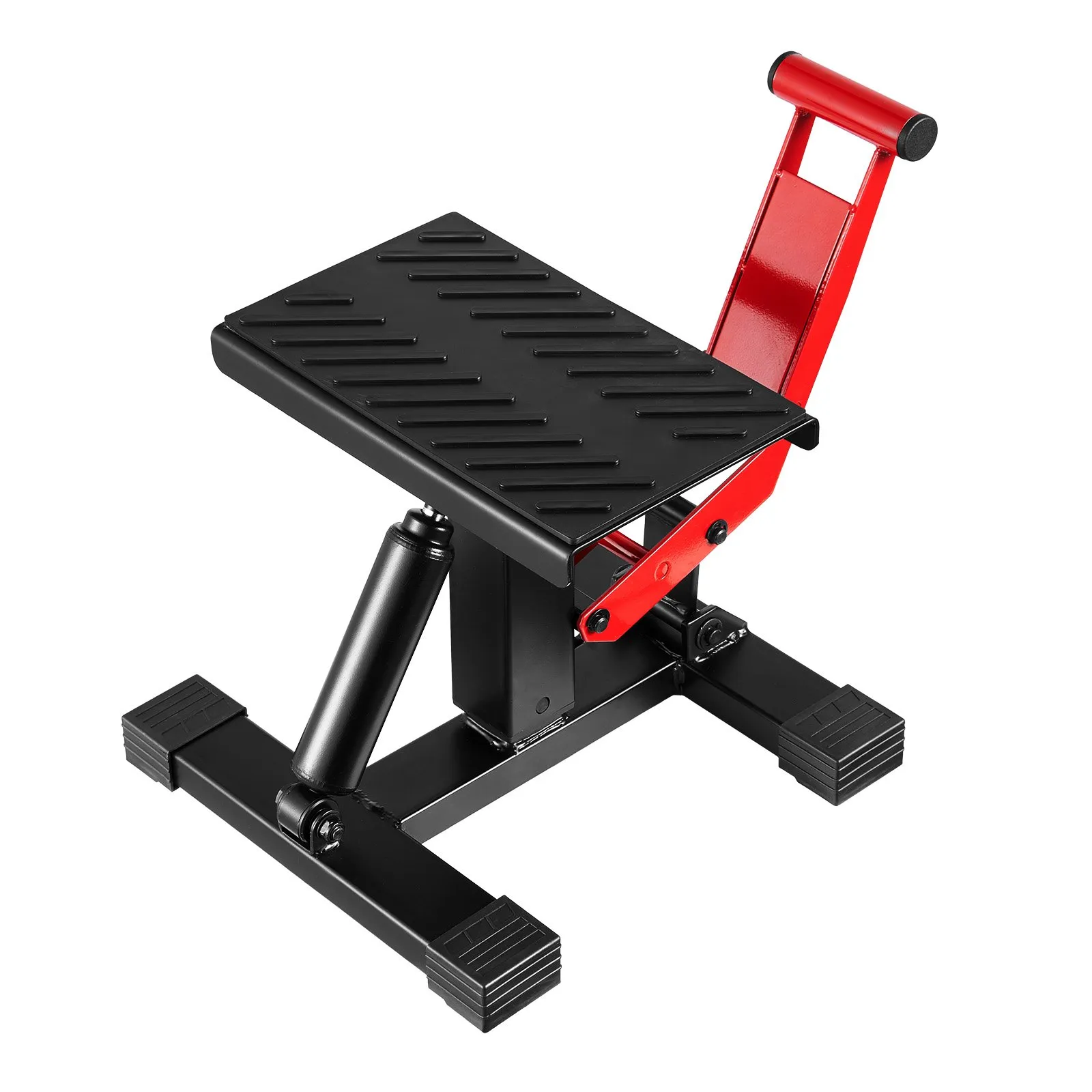 VEVOR Cric de levage hydraulique pour moto, Capacité de charge 544 kg, Support de réparation robuste pour moto et quad, Hauteur réglable 250-465 mm, Rouge et noir