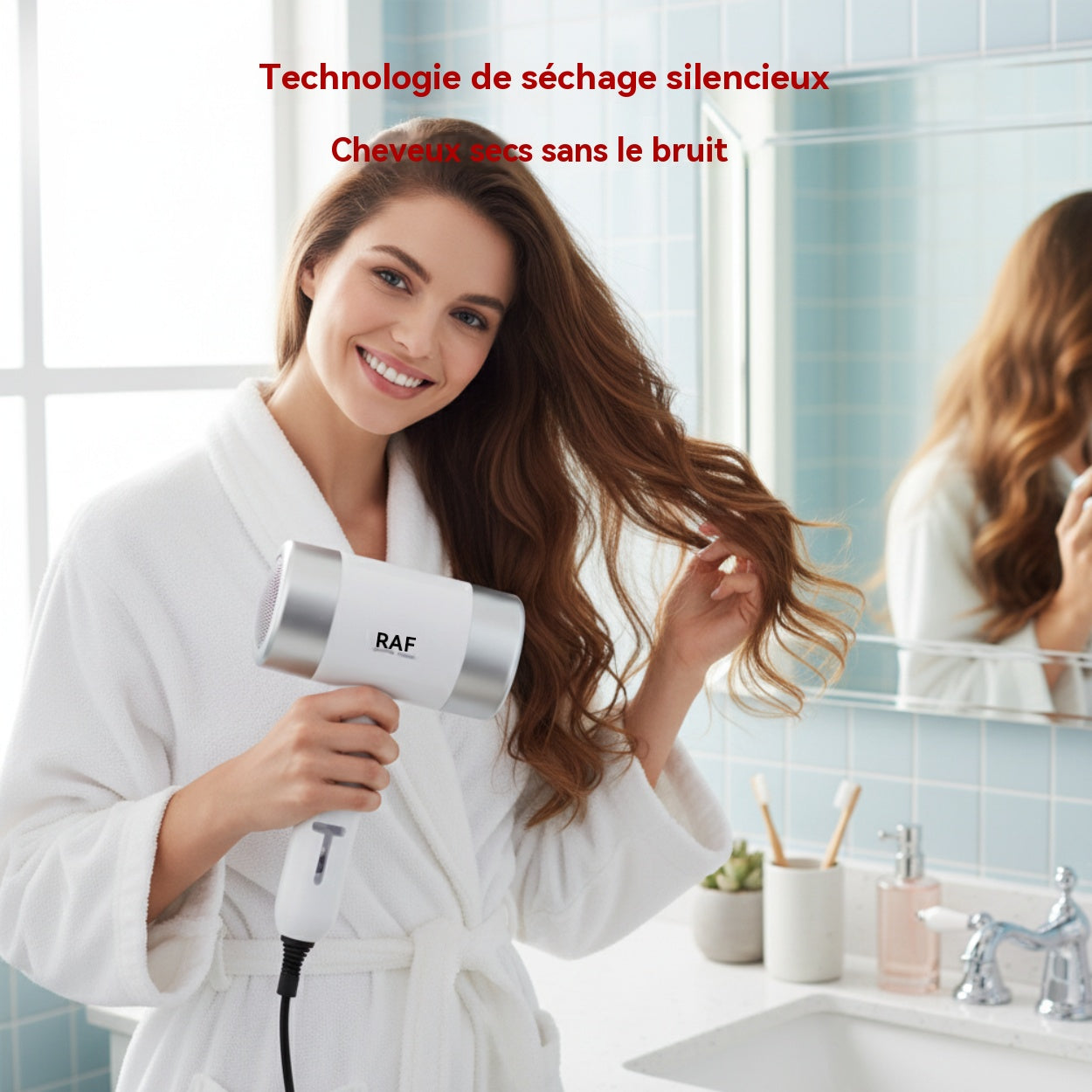 RAF Sèche-cheveux 800 W, séchage rapide 12 000 tr/min, protection contre la surchauffe, ABS, modes de température interchangeables, style salon professionnel pour la maison