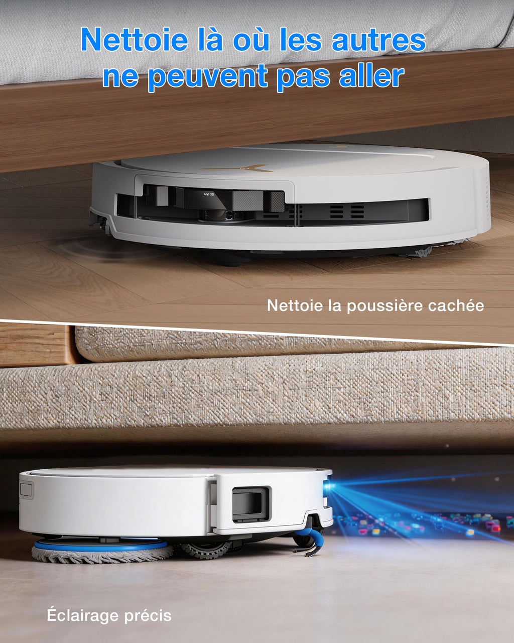 Robot aspirateur et laveur ECOVACS T50 Pro (Noir) avec station OMNI tout-en-un incluant le dosage du nettoyant, OZMO Turbo 2.0, jusqu'à 25 000 Pa de puissance d'aspiration