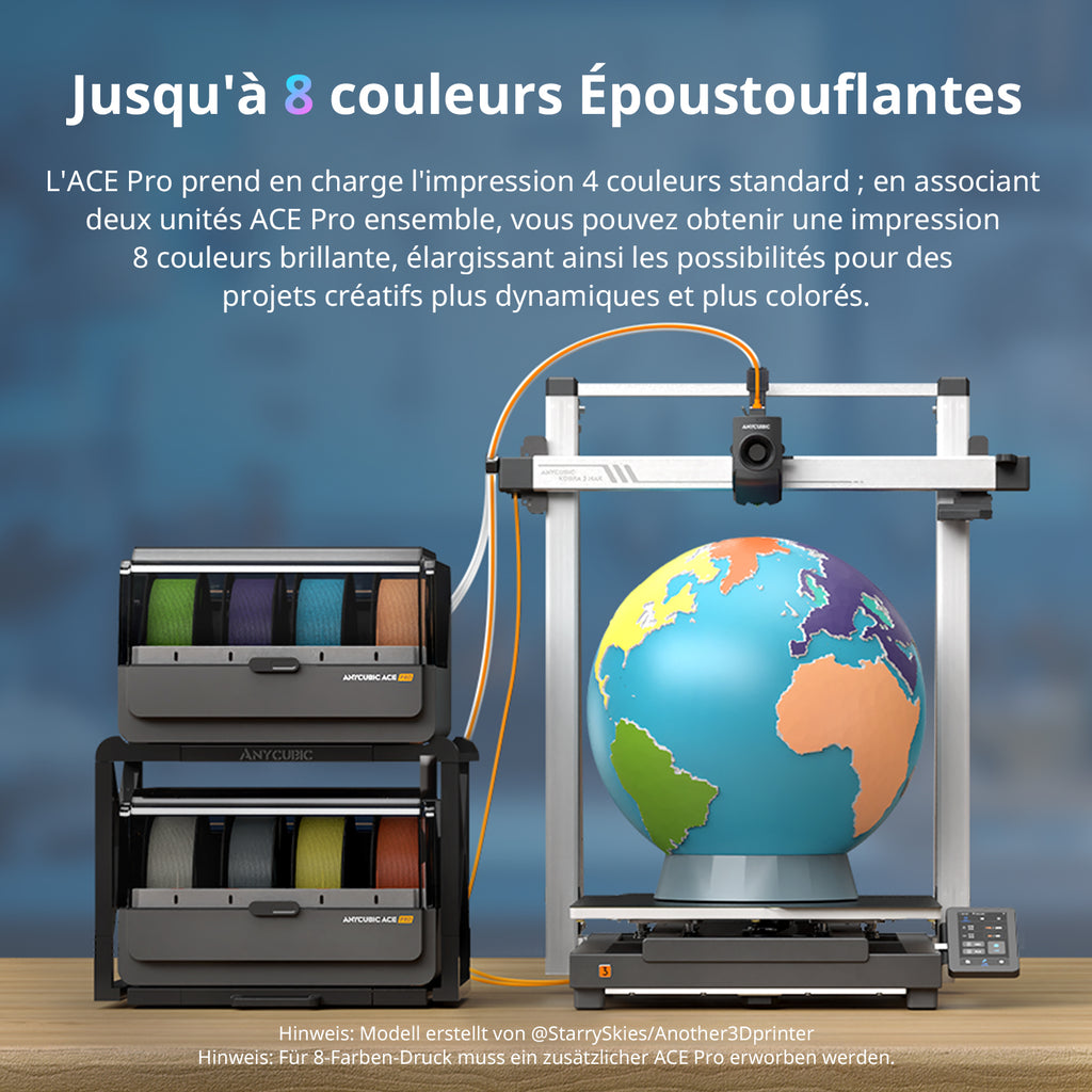ANYCUBIC Kobra 3 Max Combo imprimante 3D compatible filament multicolore, vitesse 600 mm/s - volume d'impression 420 × 420 × 500 mm