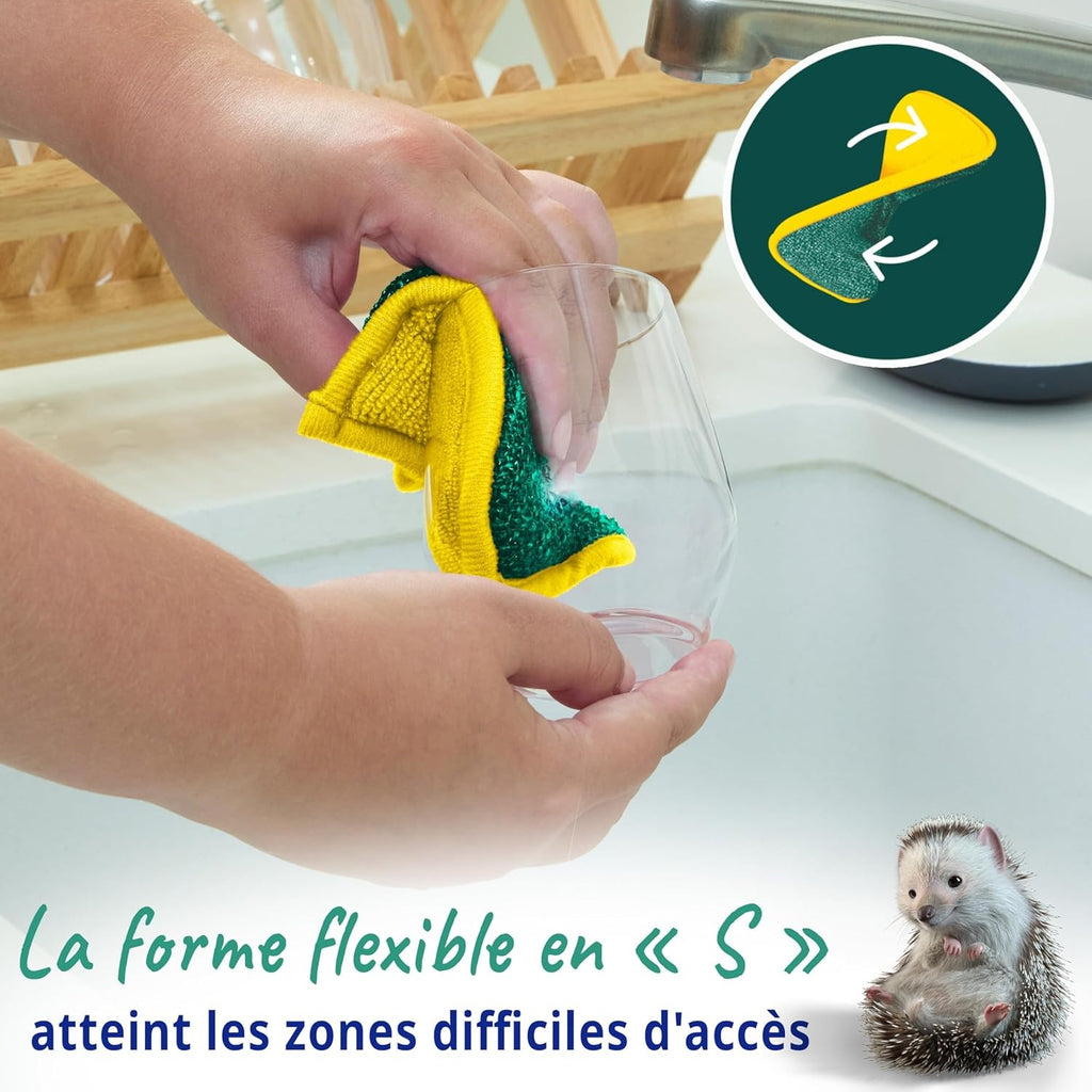 SPONTEX Flex & Wash Éponges réutilisables lavables en machine non abrasives 4 éponges