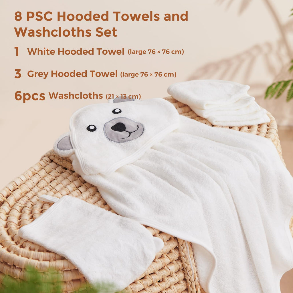 Momcozy Coffret cadeau de serviettes de bain en fibre de bambou (motif ours, 5 pièces)