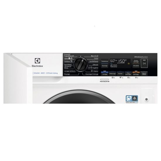 ELECTROLUX EW8W1684BI Lave-linge séchant encastrable - 8 kg lavage / 4 kg séchage - 1600 tours/min - Blanc - Classe D