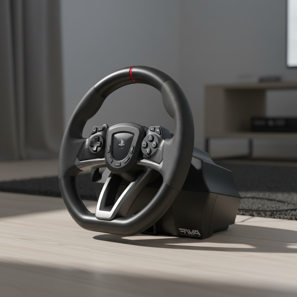 Hori Volant de Course Apex pour PC/PS4/PS5 - Pédales incluses - Licence officielle Sony - Noir