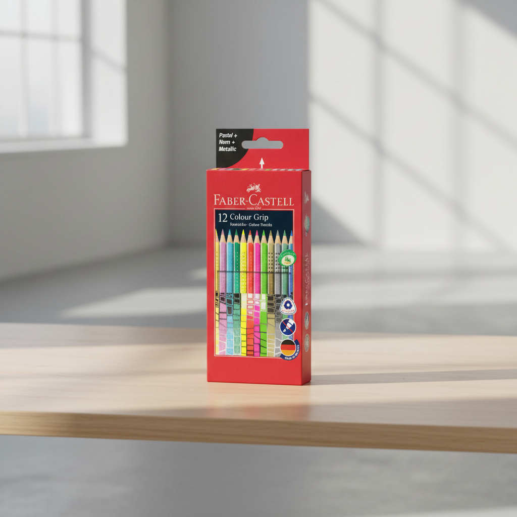 Faber-Castell Colour Grip Lot de 12 crayons de couleurs - Pastel, néon et métallique