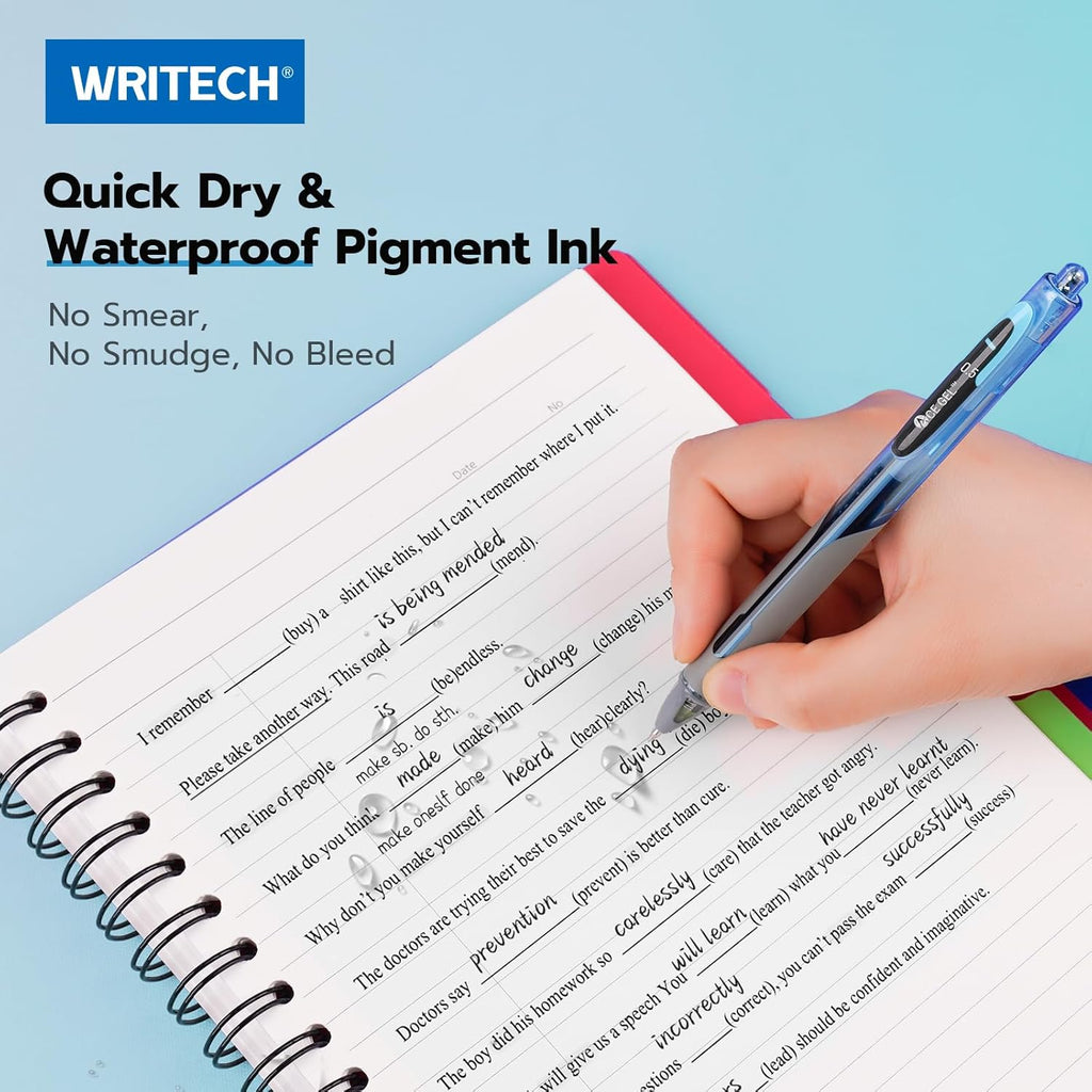 WRITECH Fine Point Lot de 8 stylos à encre gel noire - 0,5 mm