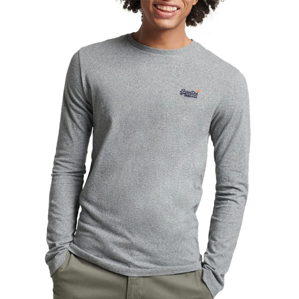 SUPERDRY T‑shirt à manches longues vintage gris chiné - Taille XL