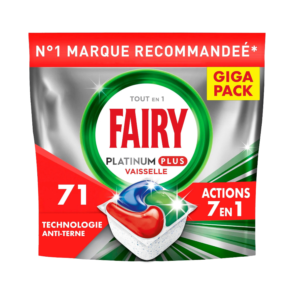Fairy Platinum Plus Tablettes lave-vaisselle Original, 71 tablettes