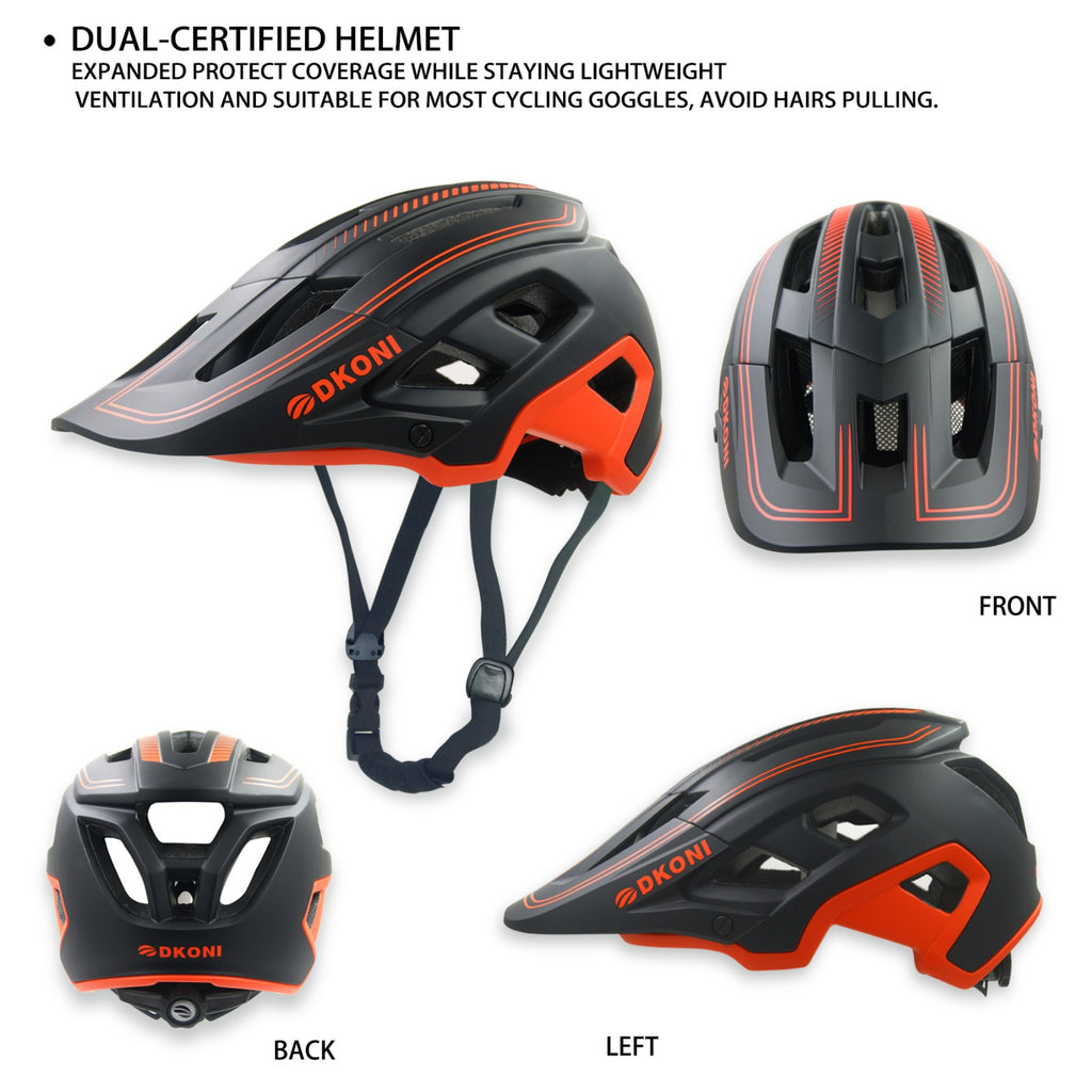 DKONI HS-062 Casque de vélo de montagne adulte noir & orange - L 56-61 cm