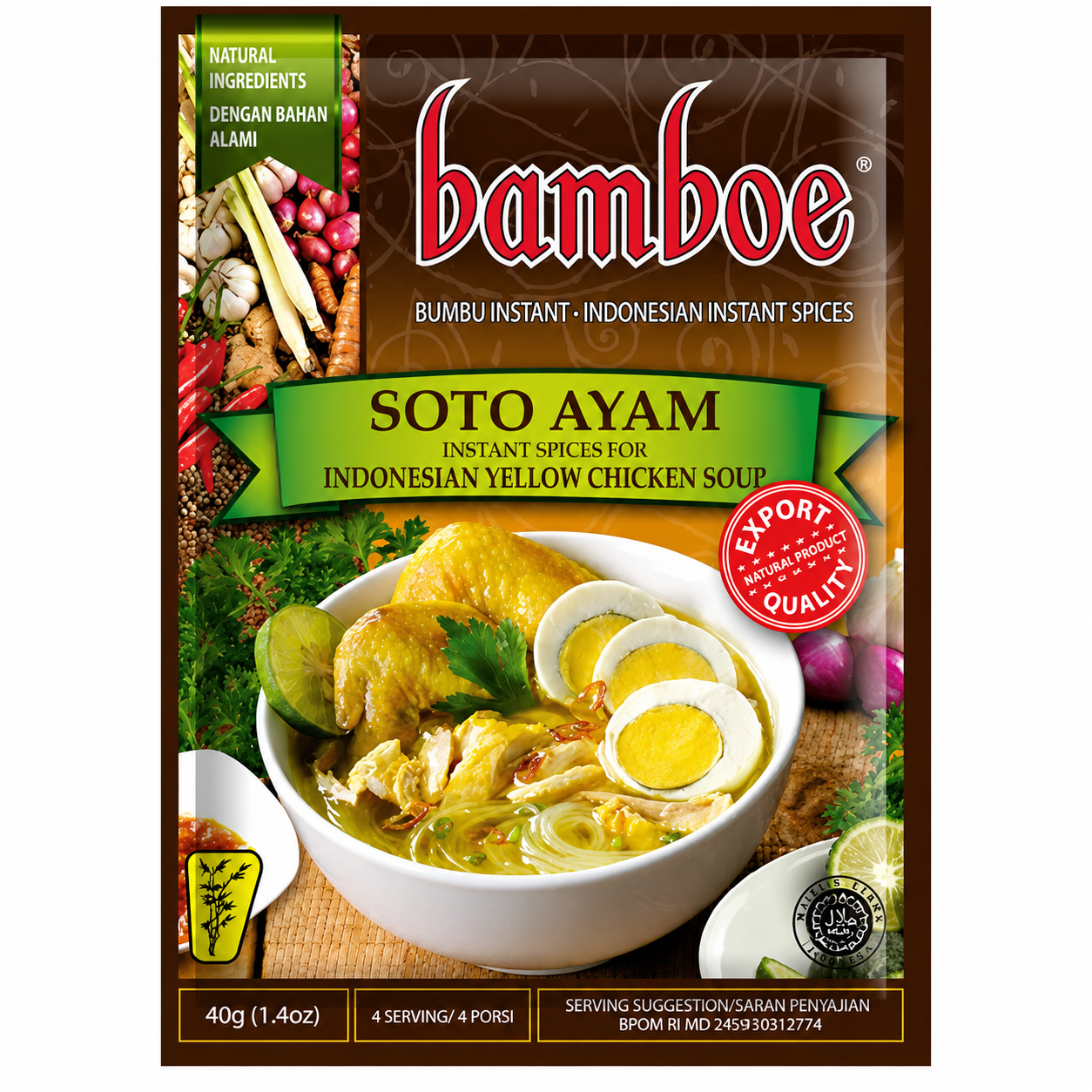 Bamboe Pâte d’assaisonnement pour soupe au poulet Soto Ayam, 40 g