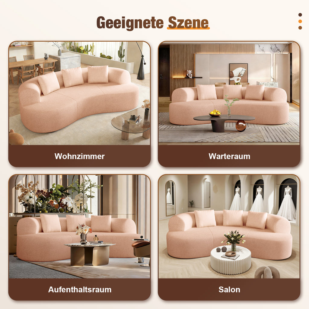 GTIMEX : Canapé 2 places série Lexzurn, Canapé modulable en chenille, 168 x 90 x 67 cm, Capacité de charge statique : 270 kg, Aucun assemblage requis, Canapé sans armatures, Canapé rembourré au design incurvé avec 3 coussins décoratifs pour salon et 