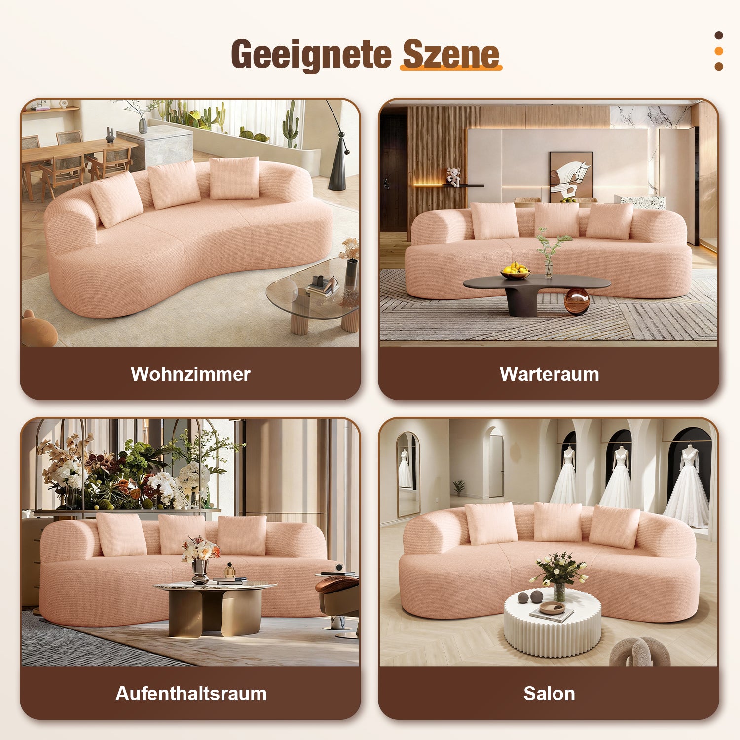 GTIMEX : Canapé 2 places série Lexzurn, Canapé modulable en chenille, 168 x 90 x 67 cm, Capacité de charge statique : 270 kg, Aucun assemblage requis, Canapé sans armatures, Canapé rembourré au design incurvé avec 3 coussins décoratifs pour salon et 