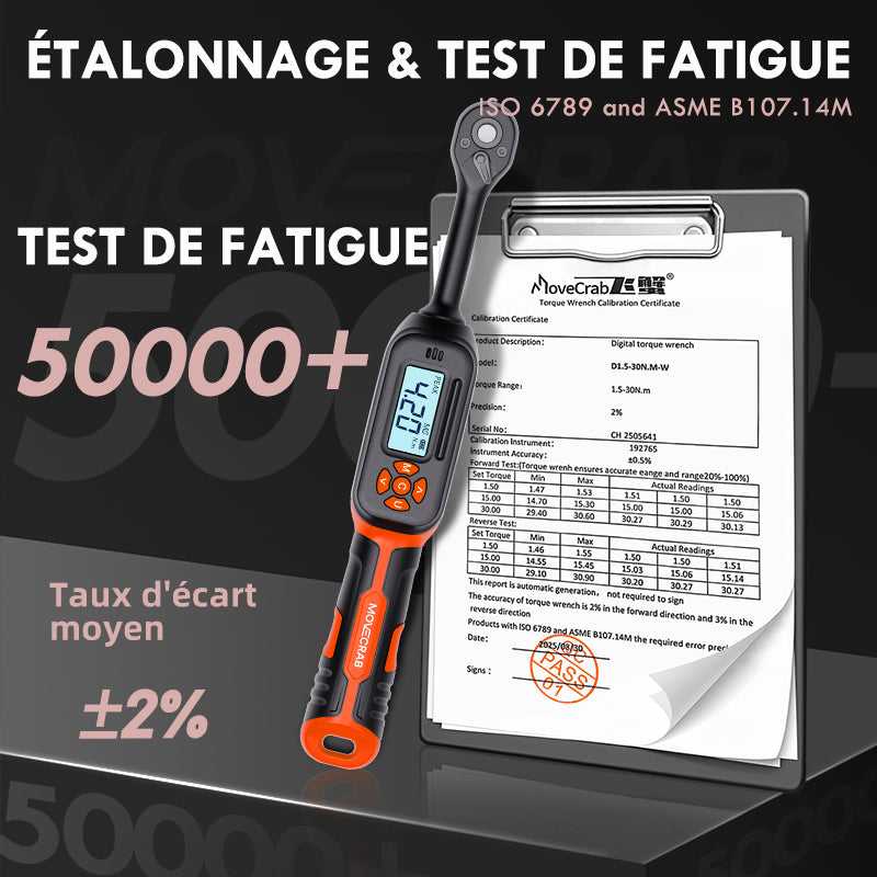 movecrab Clé dynamométrique numérique 3/8 po 4,2-85 Nm/3-62 6 lb-pi Douille magnétique pour bougie d'allumage Rallonge à cardan pour voiture moto