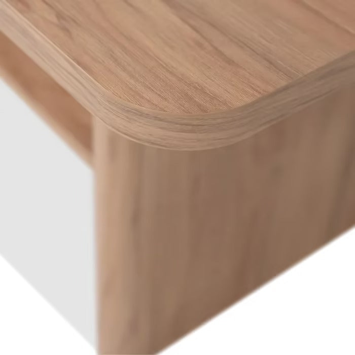 Finori Genf 55B Table basse – 1 étagère ouverte, bords arrondis, finition effet bois – L. 90 cm x H. 42 cm x P. 56 cm