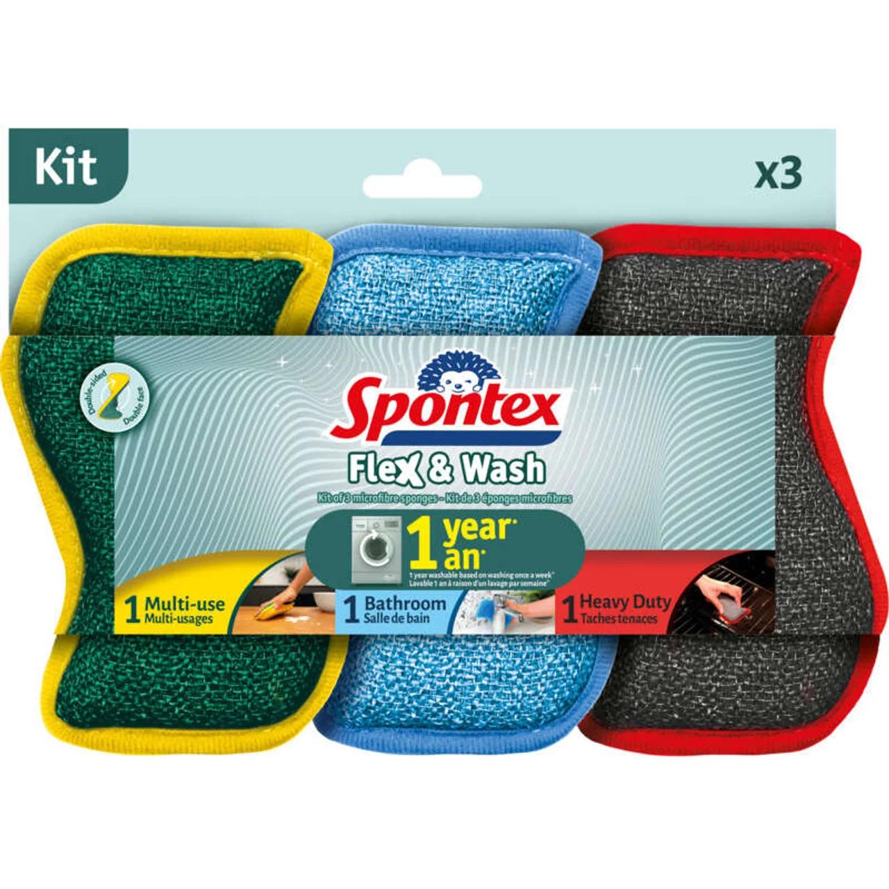 SPONTEX Flex & Wash Éponges double face flexibles 3 éponges