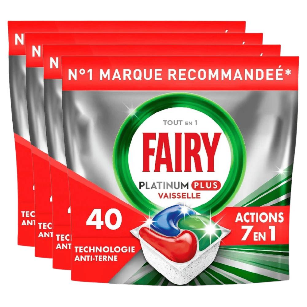 Fairy Tablettes Lave-vaisselle Platinum Plus Original 4 x X40 (= 160 tablettes)