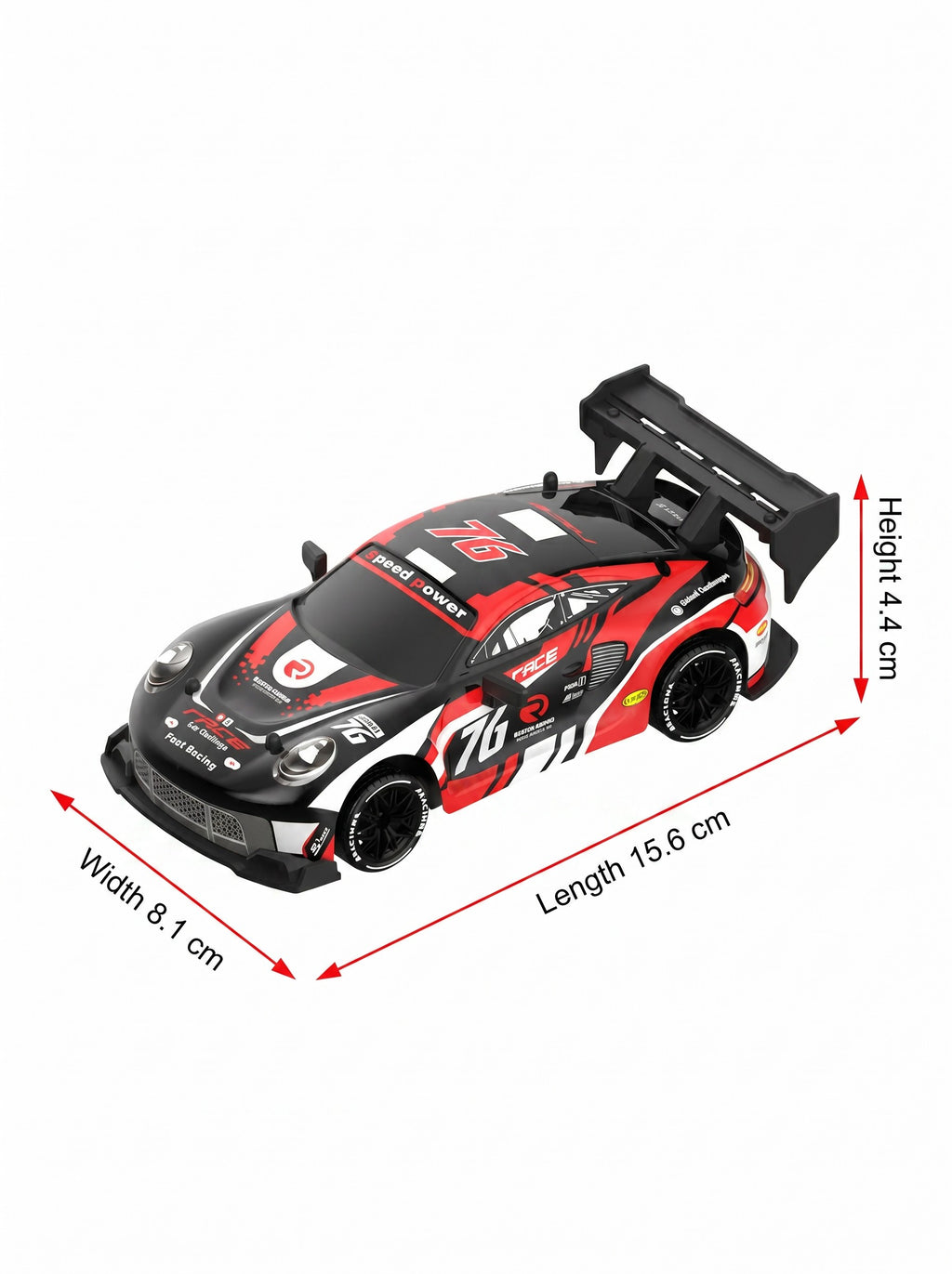 Voiture de Drift RC 4WD Porsche 1:24, Haute Vitesse 2,4 g, Moteur 25000 RPM, Pneus de Drift et Lumières LED, Jouet de Course Intérieur Portée 50 m pour 8 Ans et Plus, One Piece en Noir
