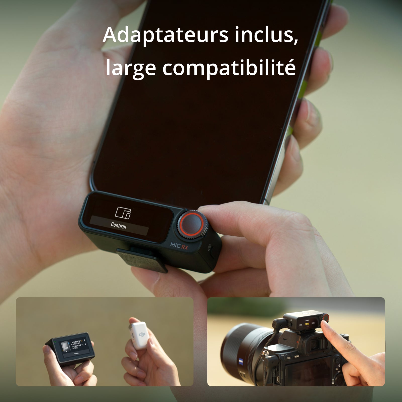DJI Mic 2 Microphone sans fil avec réduction intelligente du bruit, enregistrement 32 bits, son optimisé et portée de 250 m - 1 émetteur + 1 récepteur