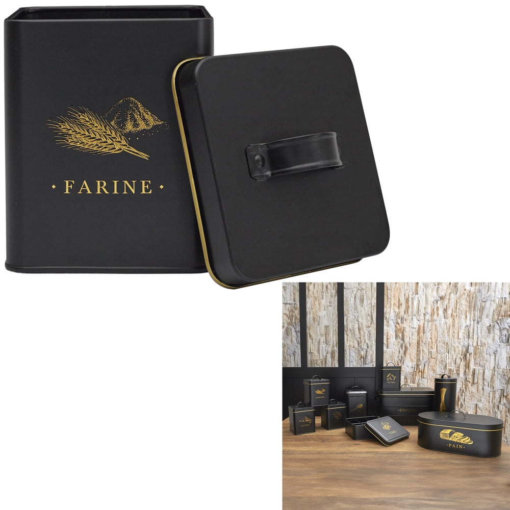 COOK CONCEPT Boîte à farine en métal noir et doré