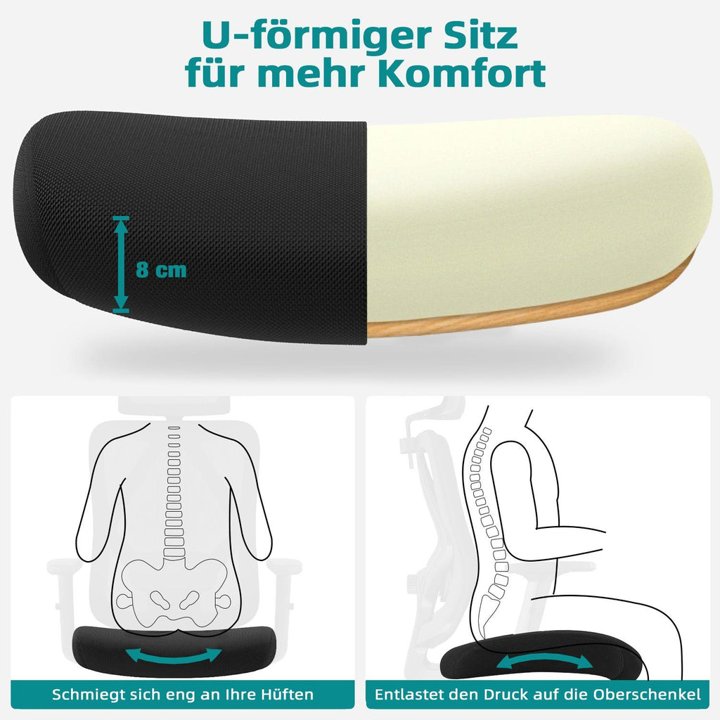 GTIMEX Chaise de bureau ergonomique avec soutien lombaire en mousse à mémoire de forme 3D, fonction bascule jusqu’à 135°, charge maximale 200 kg, maille respirante