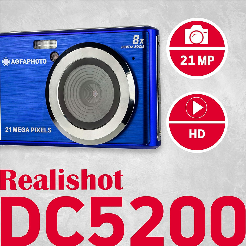 AgfaPhoto Appareil photo numérique compact 21 MP avec zoom numérique 8x Bleu