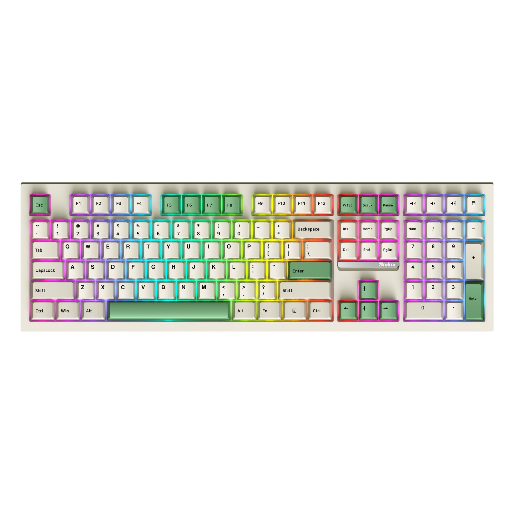 Siukie PL108W Clavier mécanique RVB 108 touches, interrupteurs amovibles, 3 modes Beige