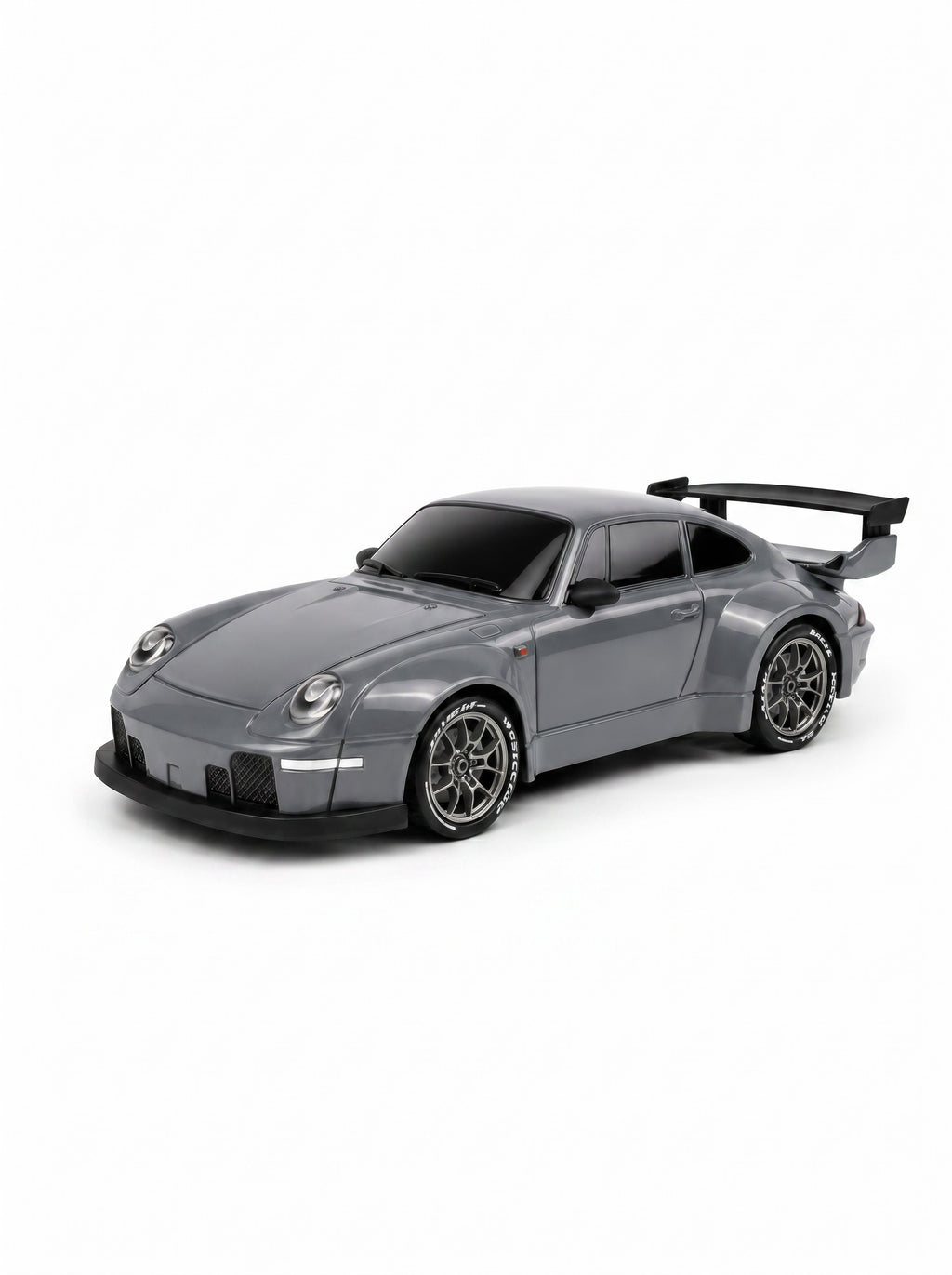 Voiture de Drift RC 4WD 1:24, Contrôle Proportionnel 2,4 g, Gyro et Servo Réglables, Pneus Doubles, Lumières LED, Batterie 7,4 V Suspension Indépendante, Jouet de Loisirs Rétro Wide Body, Gris