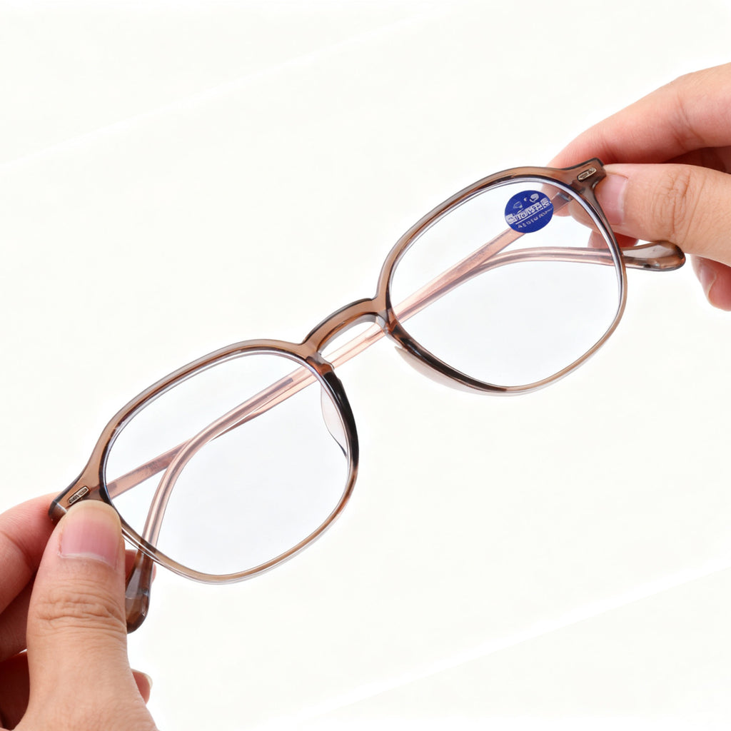 Lunettes de lecture à monture complète 200d Marron thé transparent, Style classique, Lunettes de lecture unisexes, Simples et durables, Essentielles pour le bureau et la maison