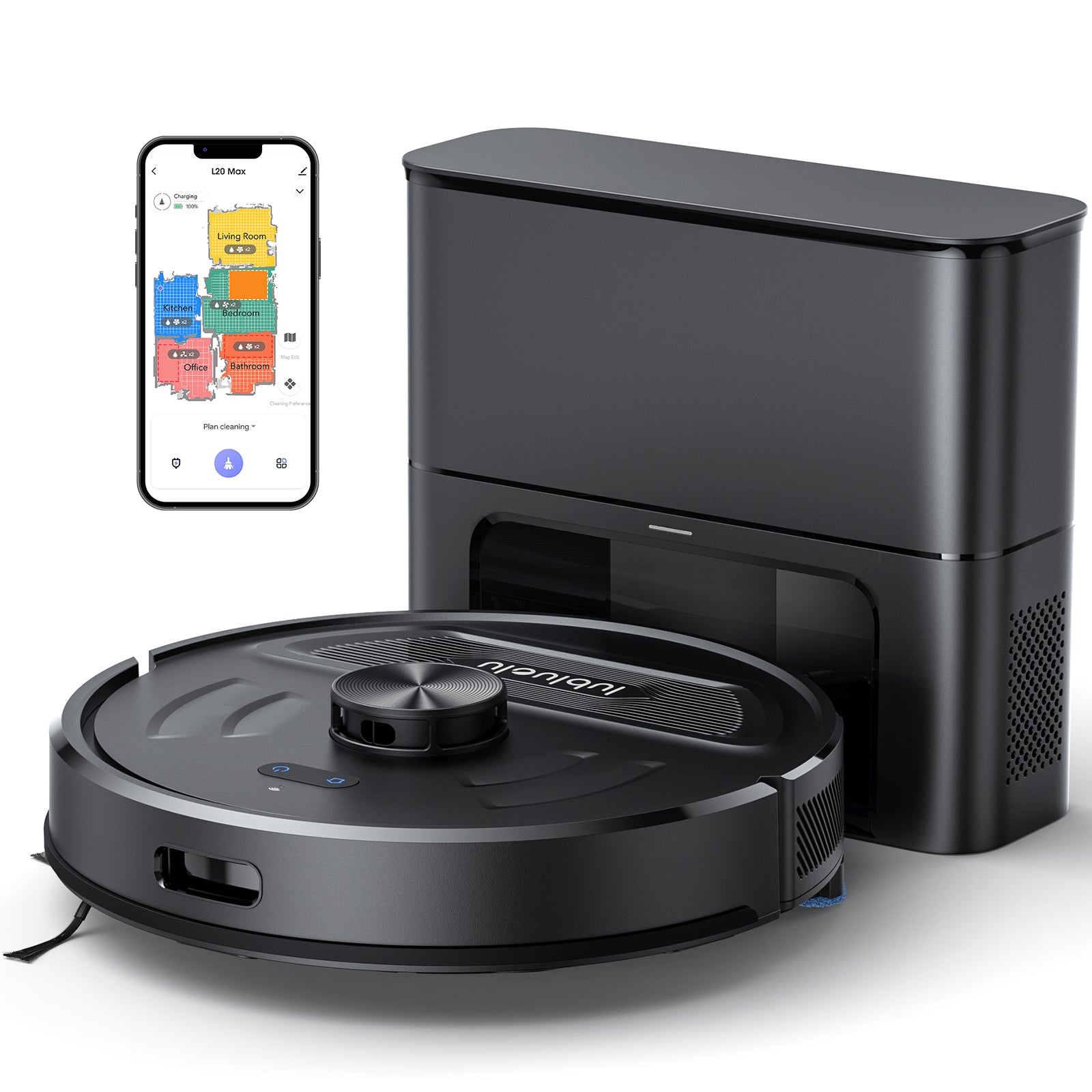 Lubluelu L20 MAX Robot aspirateur-laveur 3-en-1 avec station d’auto-vidage, Aspiration 4000 Pa, Navigation laser avec mémorisation de 5 cartes, Silencieux 55 dB