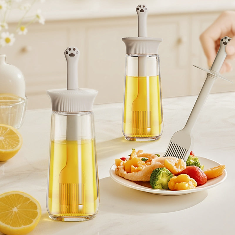 Maxcook distributeur d'huile 280ml / 9,47oz avec brosse - Bouteille en verre à huile pour cuisine avec brosse à badigeonner en silicone résistant à la chaleur
