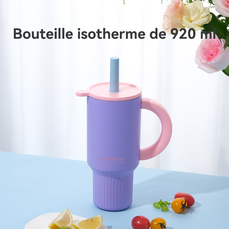 JORDAN&JUDY Subor Gourde isotherme à double paroi en acier avec paille 920 ml - Violet