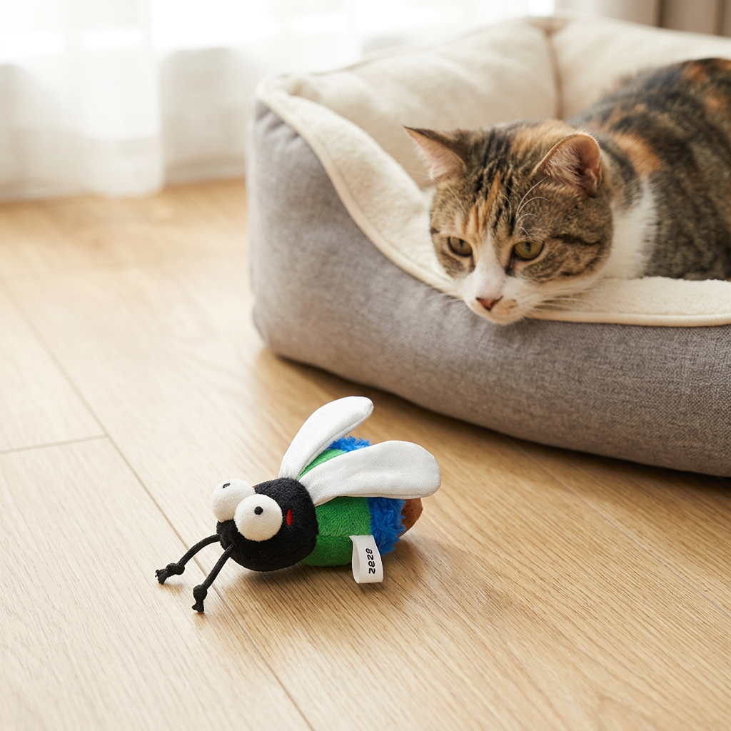 ZEZE Jouet pour chat avec herbe à chat en forme de moucheron vert