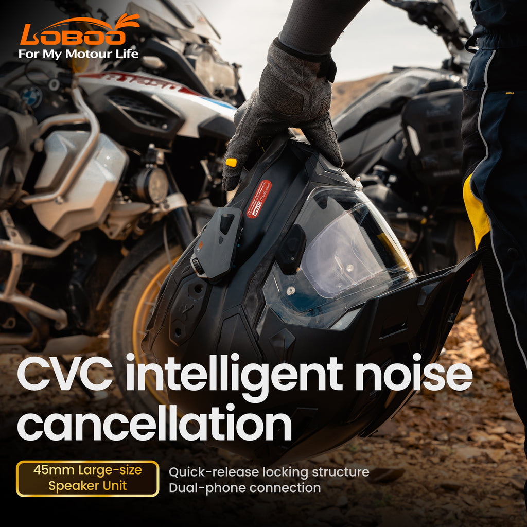 Kit Audio pour Casque de Moto Loboo R1X - Haut-parleurs de 45 mm et Réduction de Bruit CVC