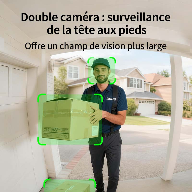 UNIVIEW youkey DB312 Caméra de Sonnette Vidéo Sans Fil Double Caméra avec Sonnerie - 2K Vision Nocturne en Couleur - Batterie 6400 mAh - Wi‑Fi 6 2,4/5 GHz - Détection Radar + PIR