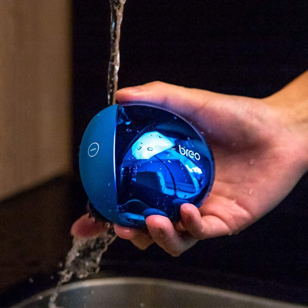 BREO Scalp Mini - Appareil de massage électrique pour la tête, peigne à griffes, étanche pour douche, portable IPX7, sans fil, massage crâniel, soins capillaires, massage pour animaux, cadeau d'anniversaire