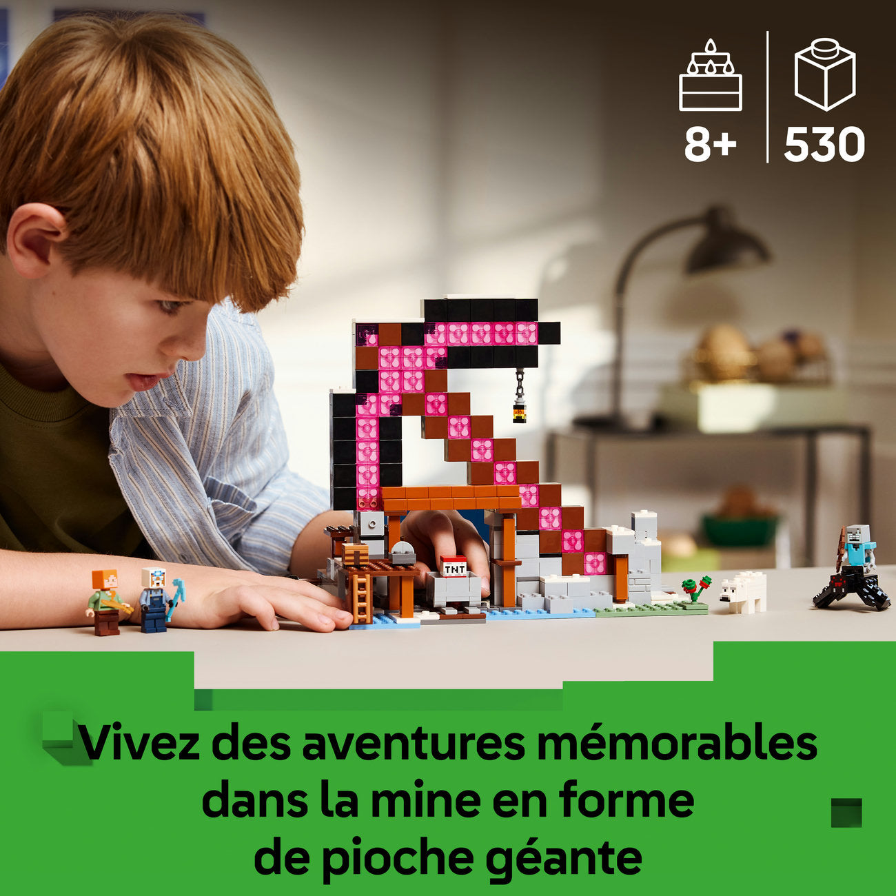 LEGO Minecraft La Mine de la Pioche 21277 Set de Construction avec Minifigurines Alex & Miner (530 Pièces)