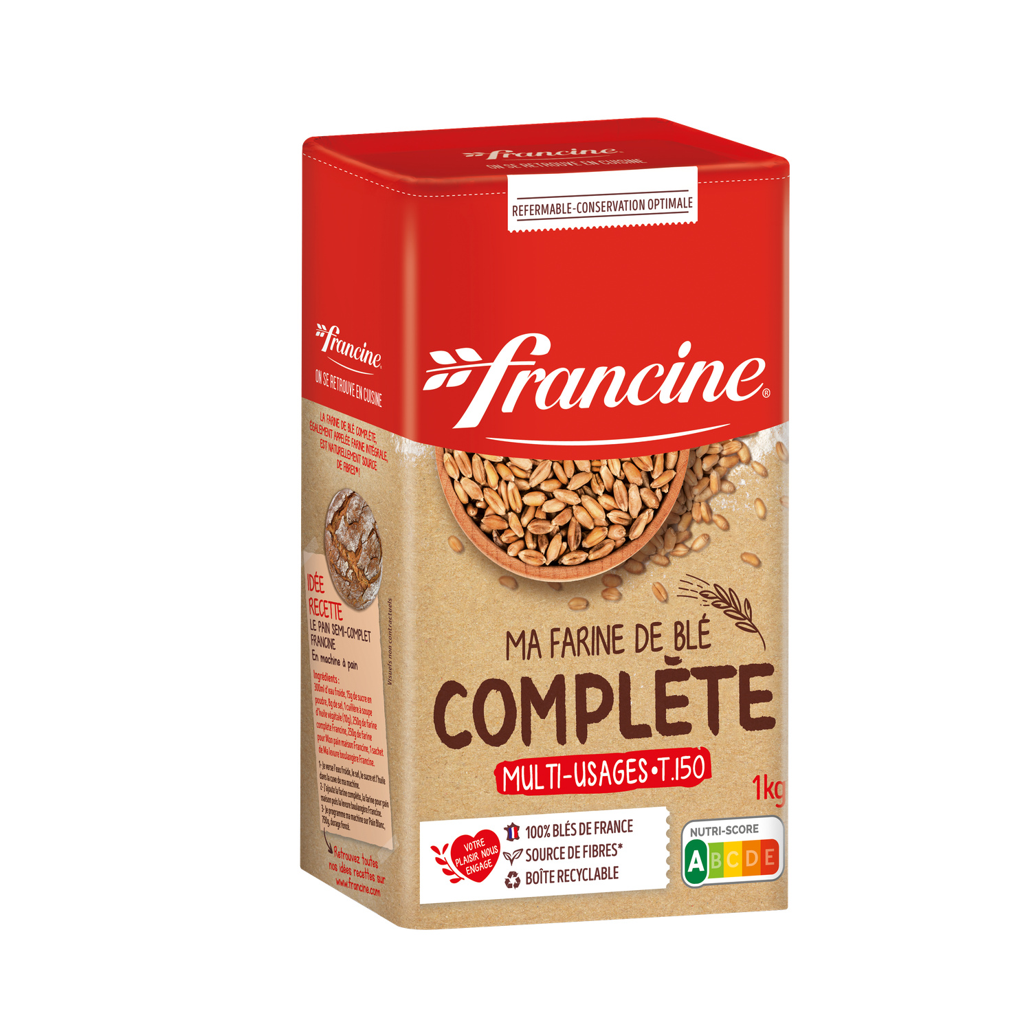 FRANCINE Farine de blé complet T150 - 1 kg