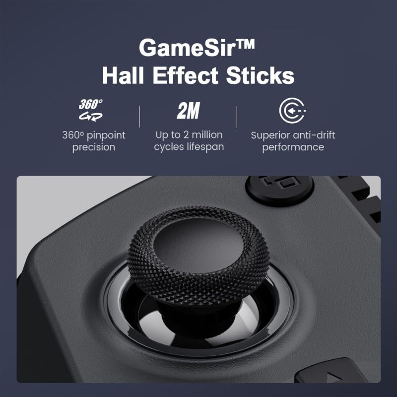 GameSir X5s Manette de jeu Bluetooth pour Switch 2/Android/iOS/PC, manette pour smartphone avec joystick à effet Hall, double moteurs de vibration HD