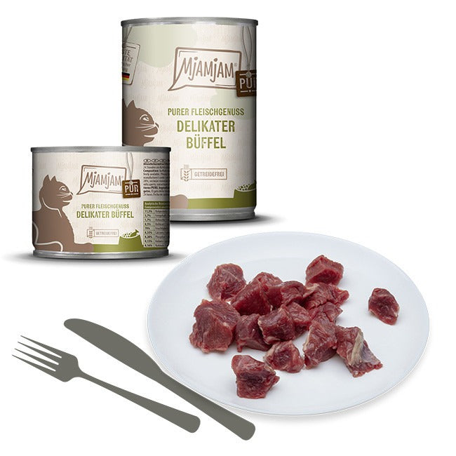 MjAMjAM [Peut être servi frais pour l'été] Aliment humide pur pour chat au buffle - 400 g x 6