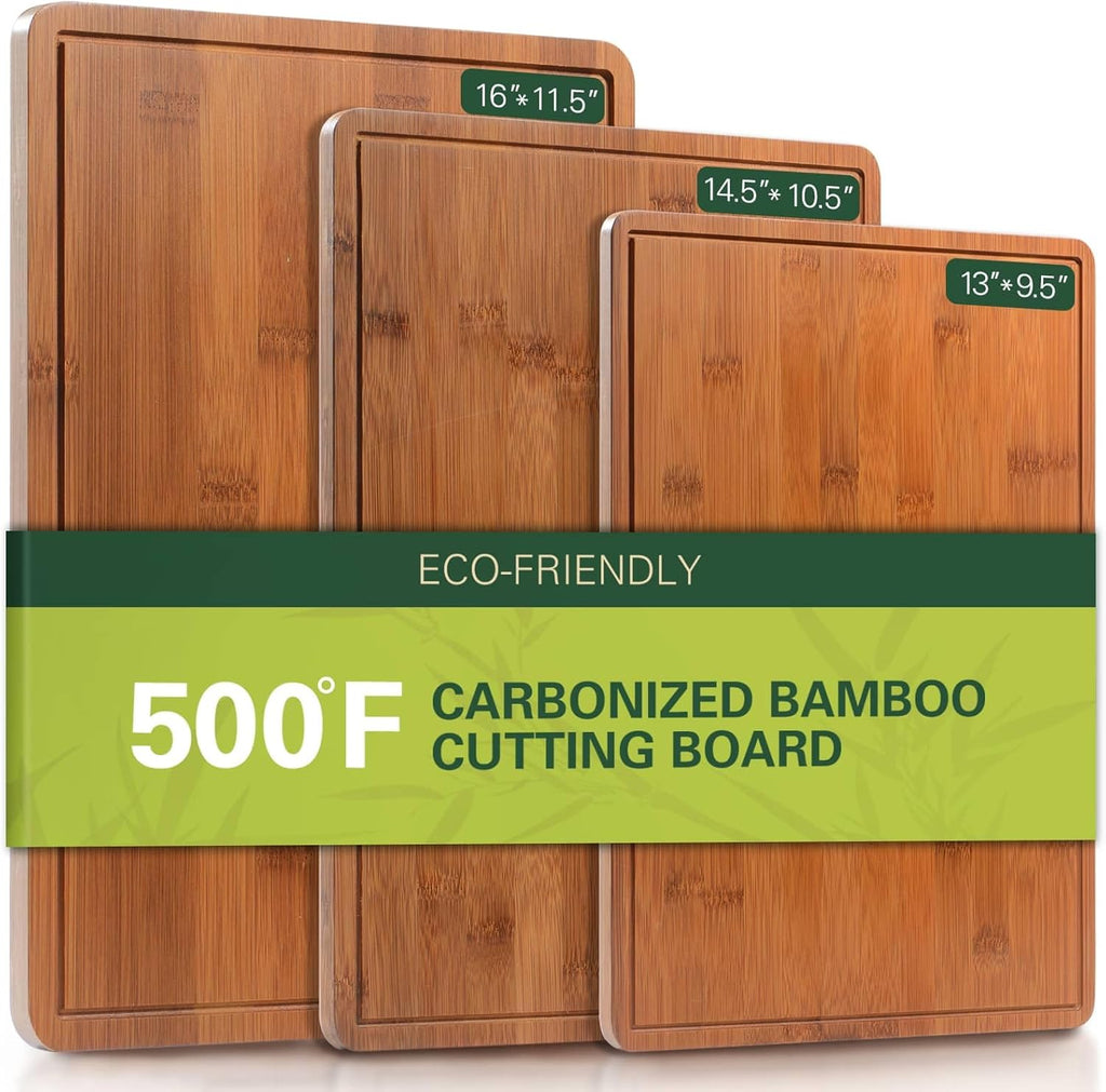 VVM Planches à découper en bambou carbonisé robuste - XL