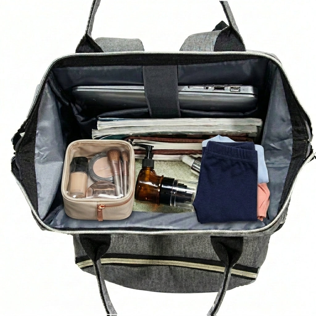 Sac à dos isotherme pour le déjeuner pour femmes et hommes, sac ordinateur 15,6 pouces et sac de voyage avec port USB, imperméable pour hommes, université et affaires, gris