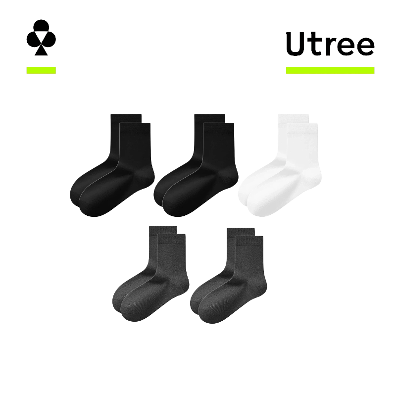 Utree - Chaussettes homme en coton 100 %, respirantes et antibactériennes, style business, fines - Noir + Gris anthracite + Gris anthracite + Gris foncé + Gris foncé - 24-26