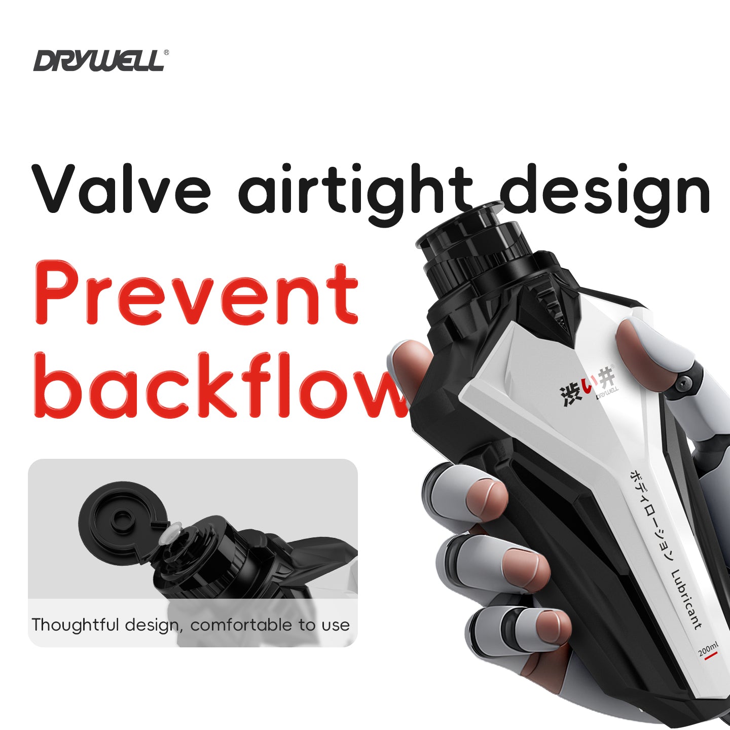Drywell Backdoor Special Gel intime, à base d'eau, 200 ml. Texture légère, facteurs innovants de verrouillage de l'humidité créant une hydratation longue durée à base d'eau.