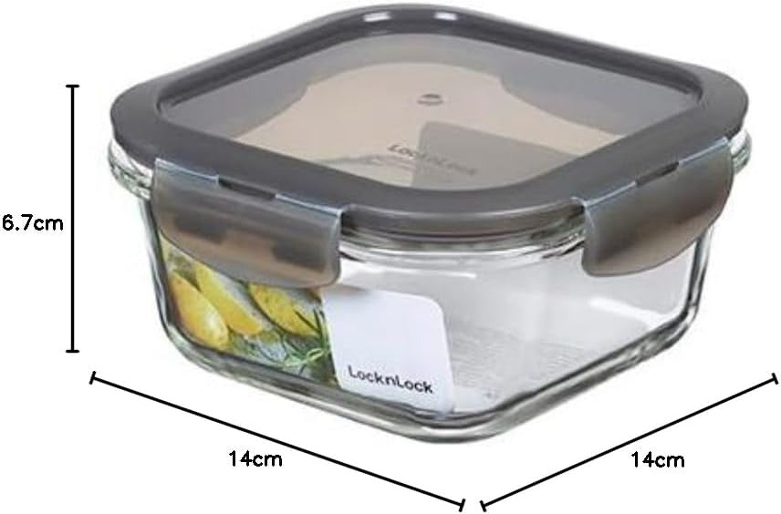 Euro boîte en verre résistante au four, carrée, 500 ml - couvercle gris