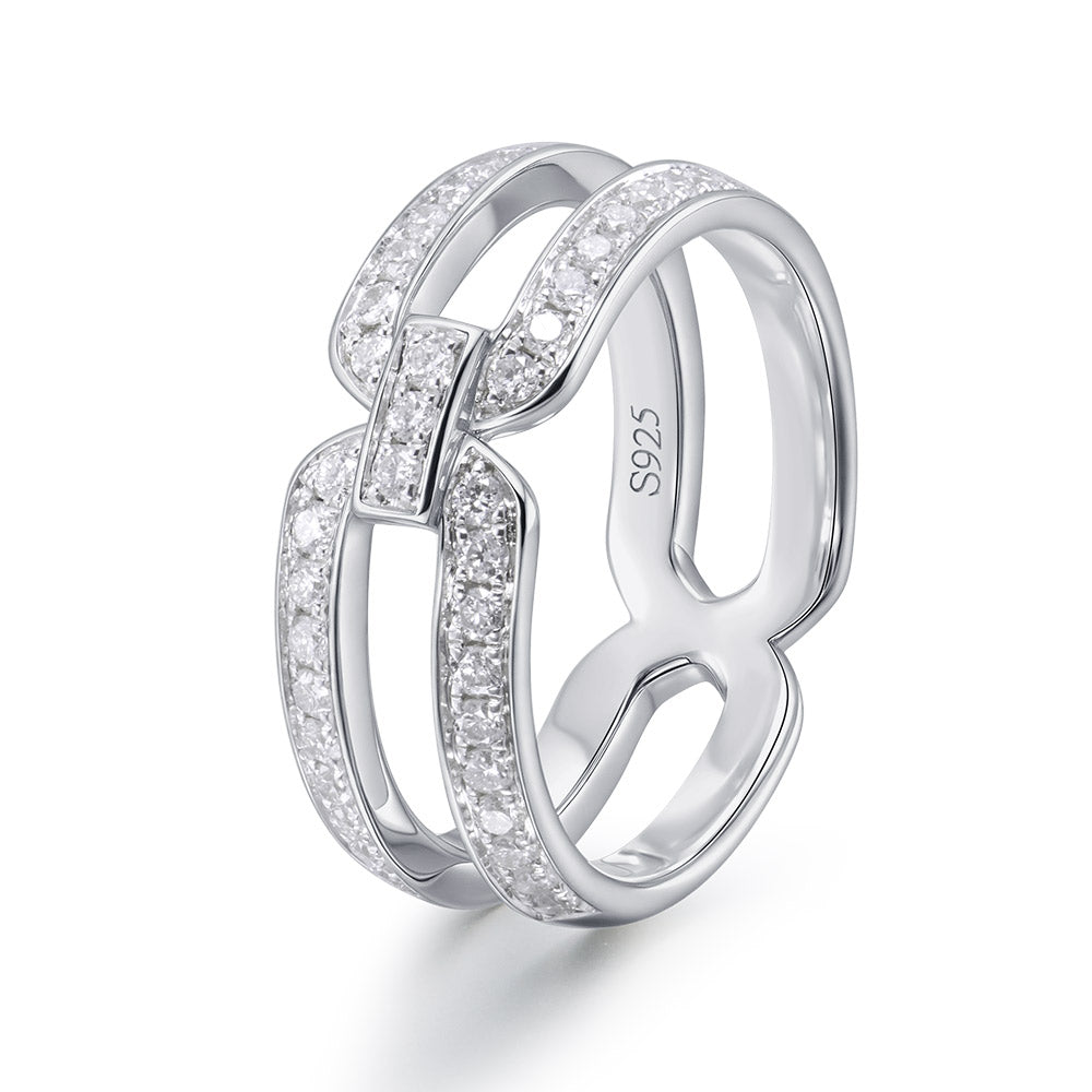 ALAIN MICHAL Bague entrelacée demi-pavée de diamants, Taille 54
