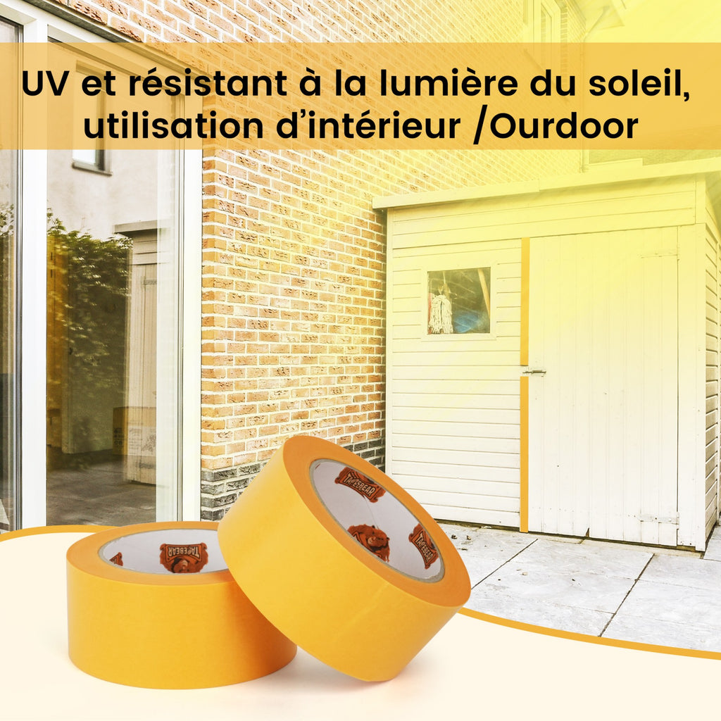 TAPEBEAR Ruban de masquage doré 19 mm x 50 m, 5 rouleaux - Ruban en papier washi auto-adhésif pour peinture et rénovations