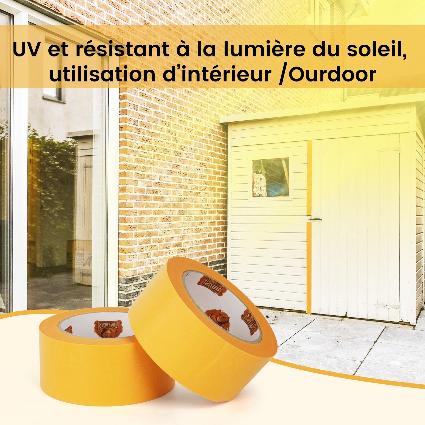 TAPEBEAR Ruban de masquage doré 19 mm x 50 m, 5 rouleaux - Ruban en papier washi auto-adhésif pour peinture et rénovations