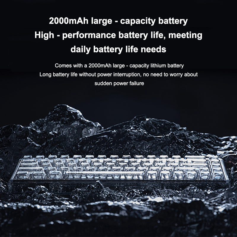 Clavier mécanique Lofree OE907 à 65 %, disposition QWERTY US, interrupteurs Jellyfish, 68 touches transparentes, double mode Bluetooth 5.1/Filaire, rétroéclairage blanc, clavier de jeu pour Mac/Windows/Android