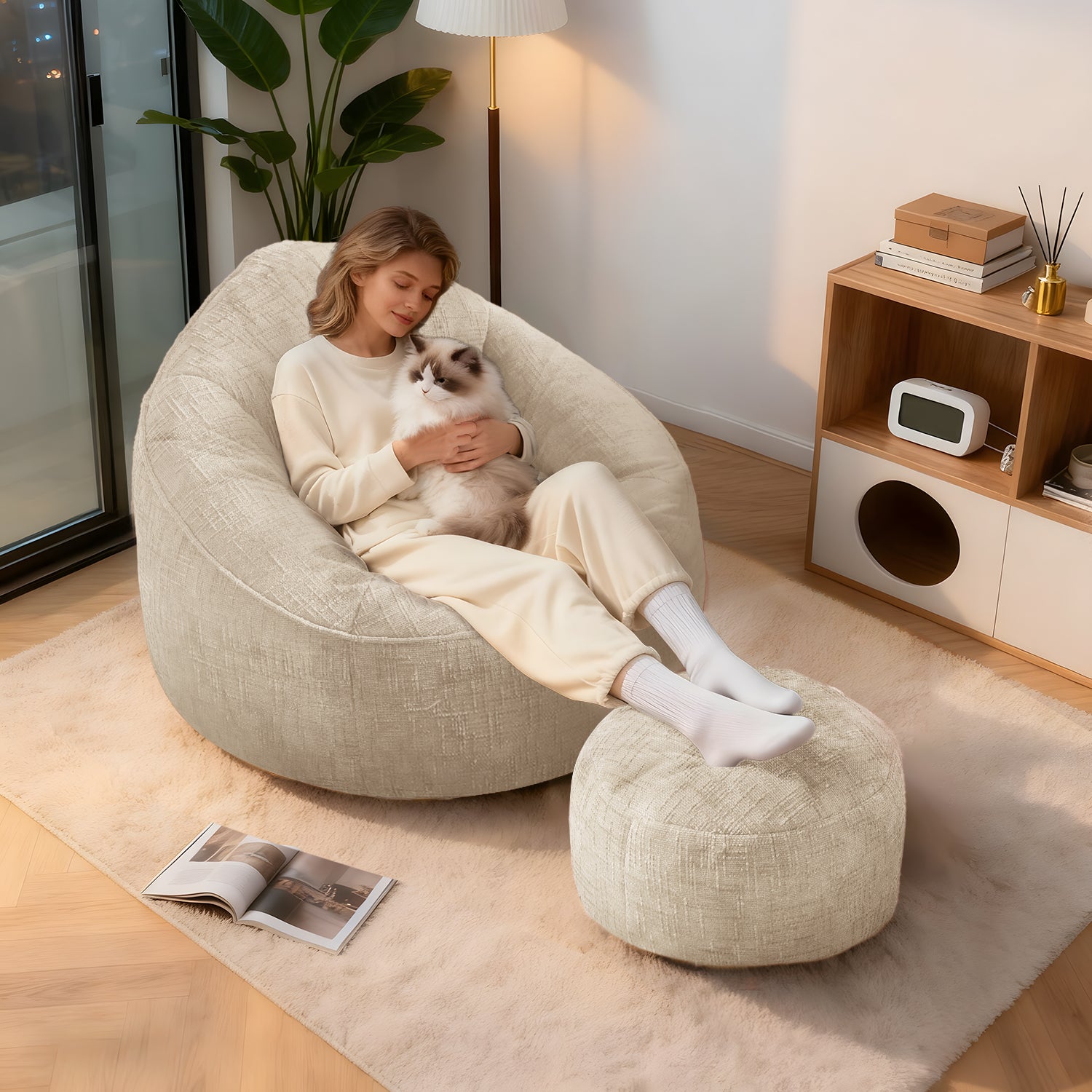 GTIMEX Fauteuil, Canapé Gamer avec Repose-pieds, 97 x 93 x 77 cm, Capacité de charge statique : 135 kg, Doux et résistant, avec garnissage en mousse à mémoire de forme granulaire